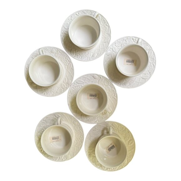 Mikasa English Countryside White DP900 Tea Cup & Saucer Set Of 6 Vintage NOS - Picture 6 of 9